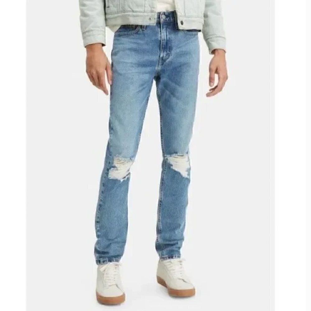 Mens Levis 510 Distressed Knee Stonewashed Skinny Jeans - Sz 32 x 32